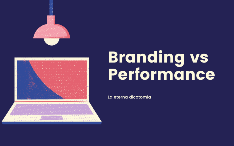Profesional de marketing digital debatiendo consigo mismo sobre invertir en branding o en performance, ilustrando el dilema del huevo y la gallina en estrategias de marketing