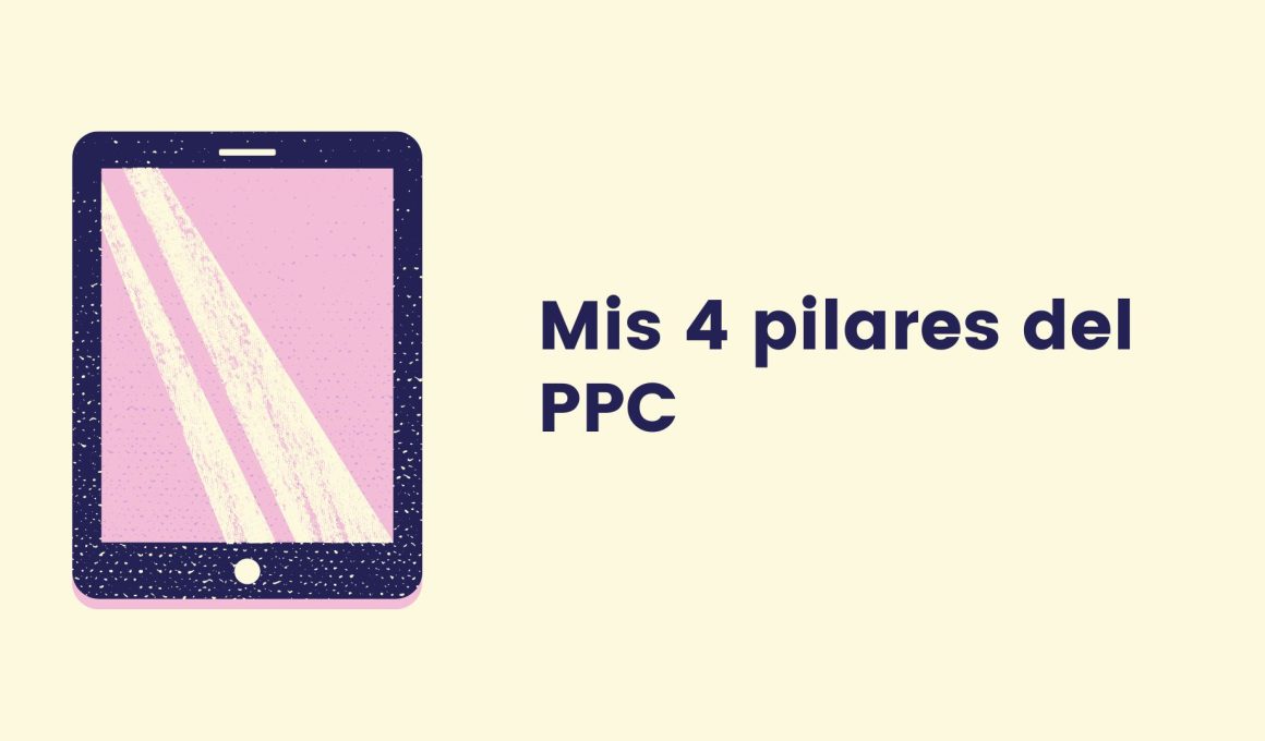 Ilustración destacando los 4 pilares del PPC: planificación, comunicación con clientes, estrategia de marketing y dominio de plataformas publicitarias