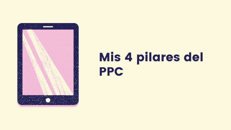 Ilustración destacando los 4 pilares del PPC: planificación, comunicación con clientes, estrategia de marketing y dominio de plataformas publicitarias